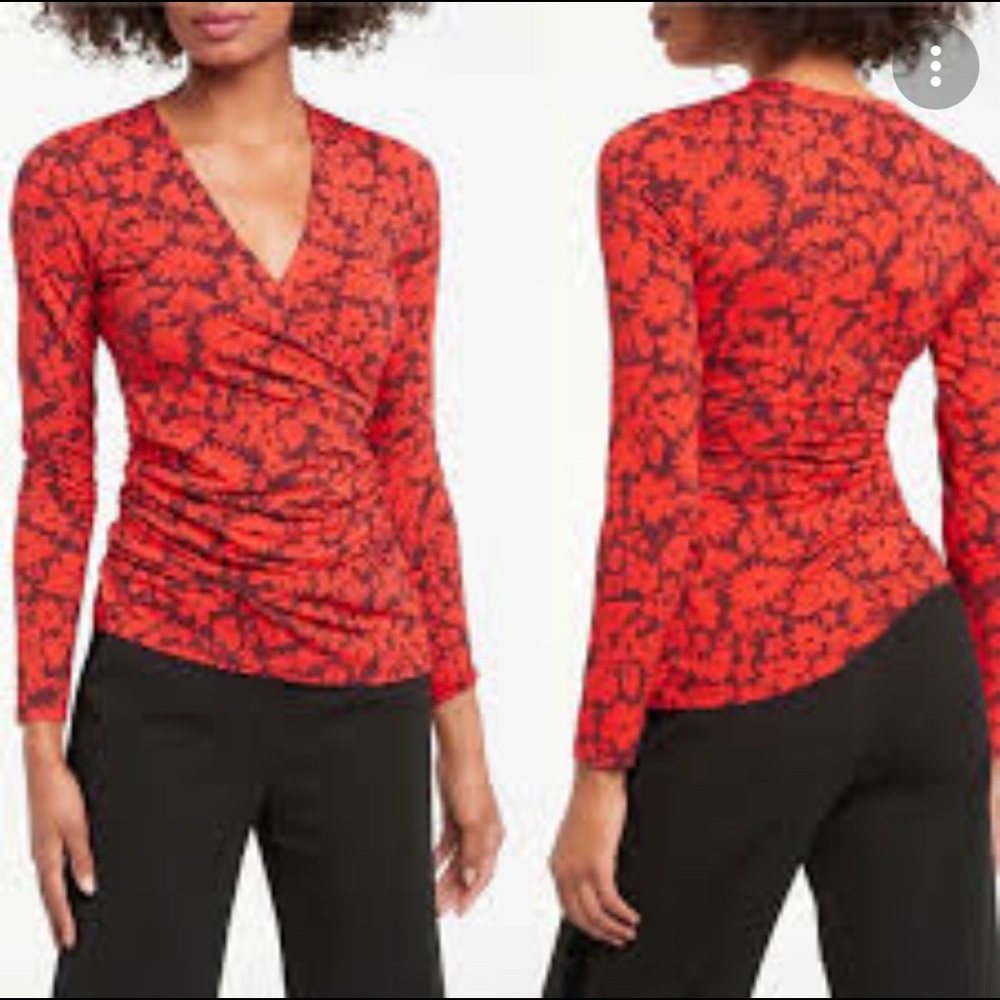 Boden Jersey Wrap Top US 14 blue and red - Picture 8 of 8